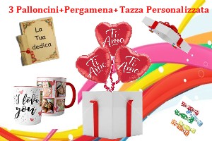 3 palloni LOVE + Tazza personalizzata