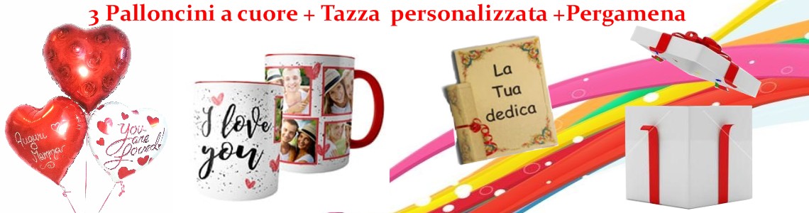 3 palloni LOVE + Tazza personalizzata