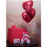 scatola palloncini a cuore con orsetto