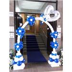 arco di palloncini per matrimoniio a fiore e cuore argento