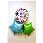 tre palloncini buoncompleanno con stelle