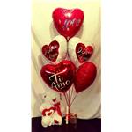 palloncini a cuore con orsetto e cioccolatini