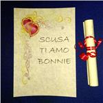 pergamena con testo amore scusa