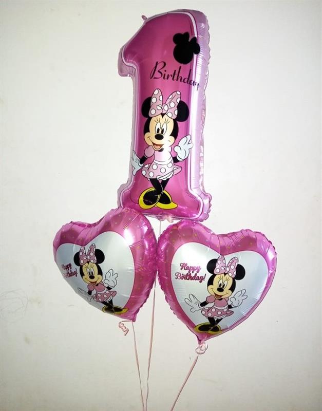 Regalo Palloncini 1° Compleanno - 3 palloncini MINNIE 1 COMPLEANNO